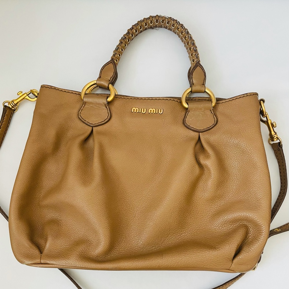 Miu Vitelli leather Tote